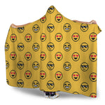 Pixel Emoji Pattern Print Hooded Blanket