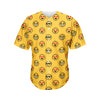 Pixel Emoji Pattern Print Men's Baseball Jersey