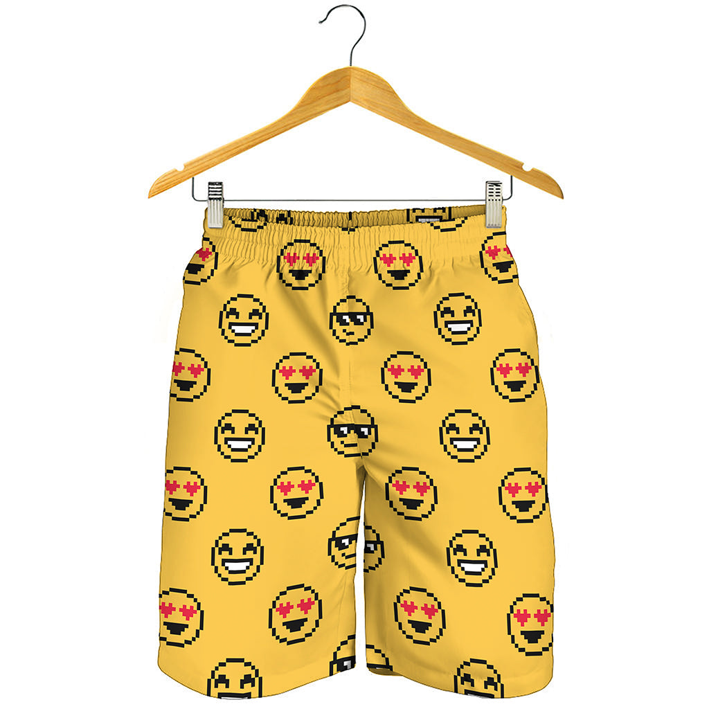 Pixel Emoji Pattern Print Men's Shorts