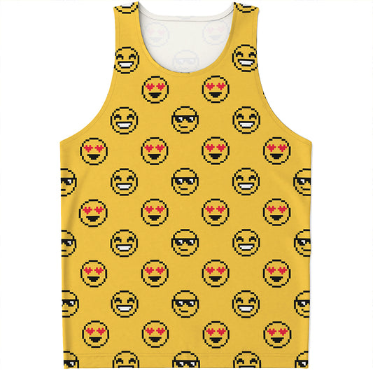 Pixel Emoji Pattern Print Men's Tank Top