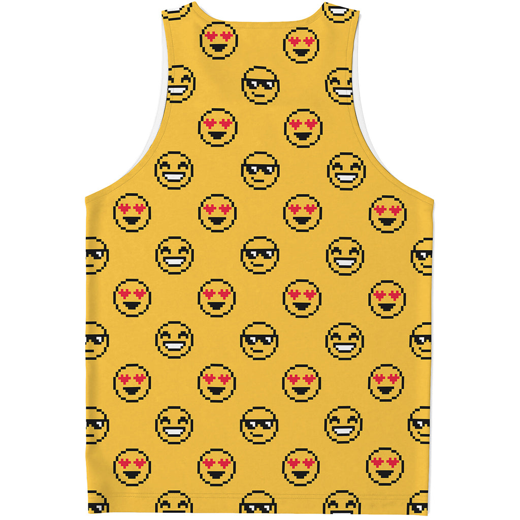 Pixel Emoji Pattern Print Men's Tank Top