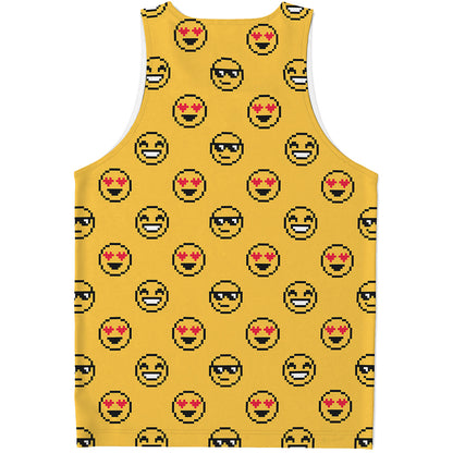 Pixel Emoji Pattern Print Men's Tank Top