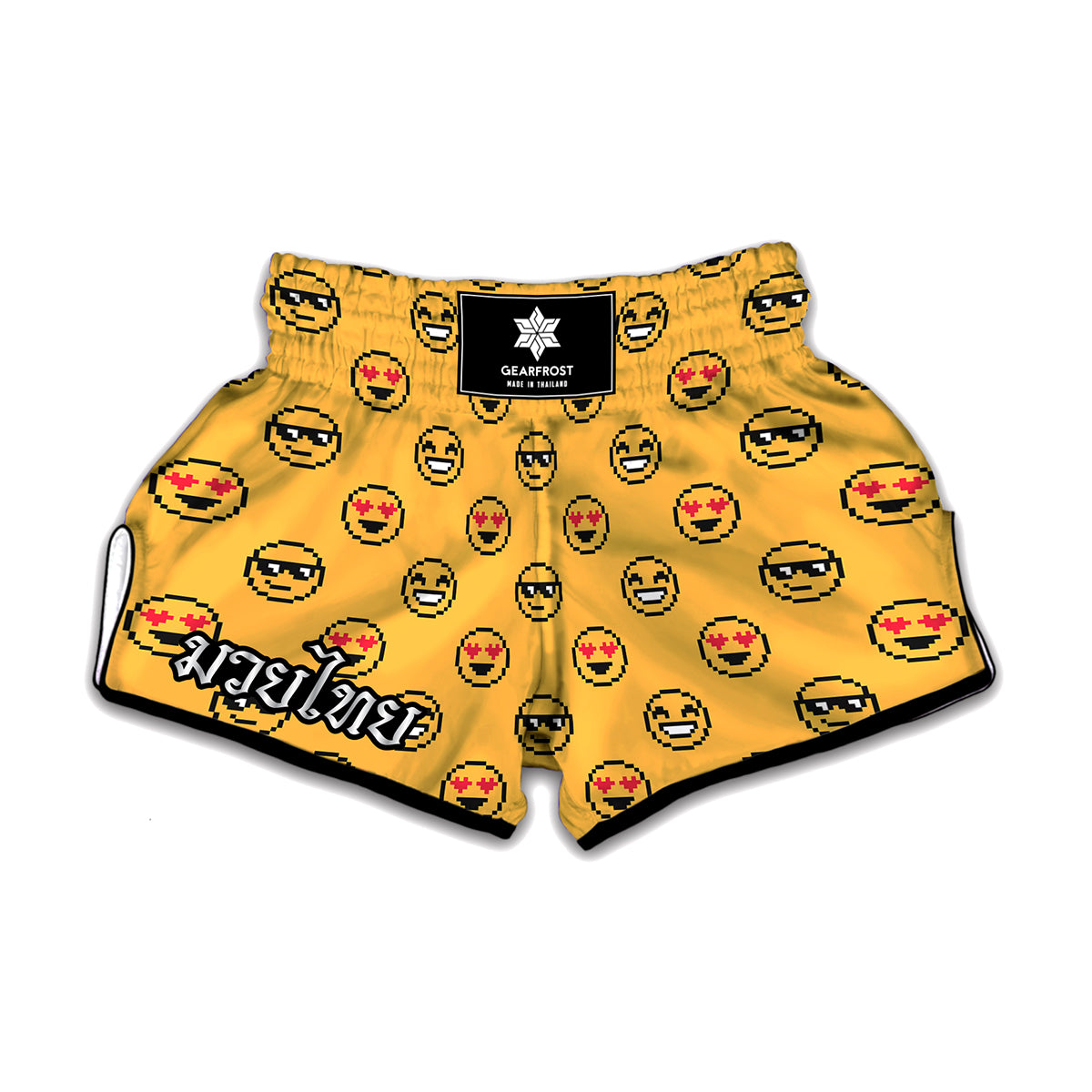 Pixel Emoji Pattern Print Muay Thai Boxing Shorts