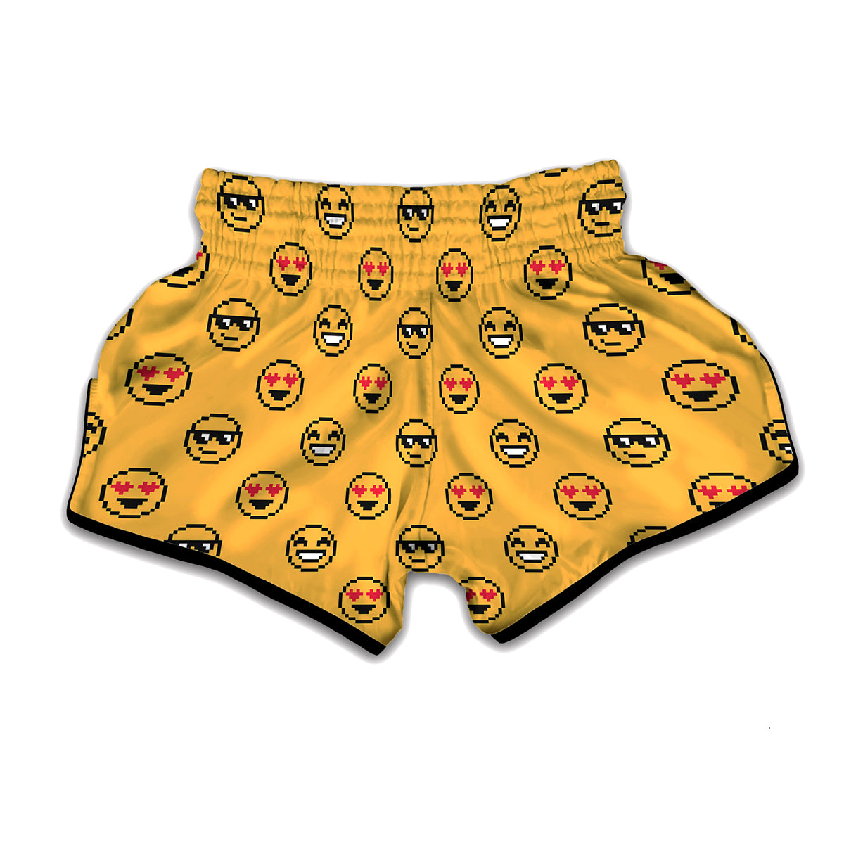 Pixel Emoji Pattern Print Muay Thai Boxing Shorts