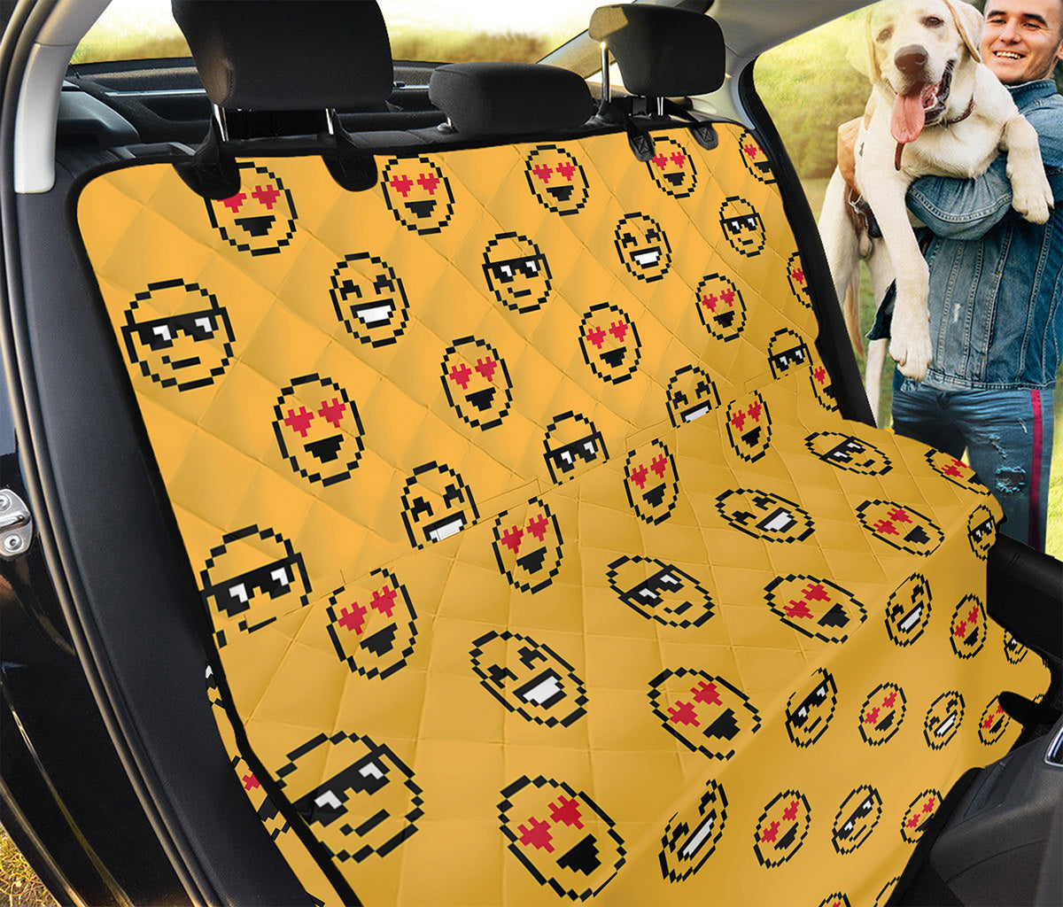 Pixel Emoji Pattern Print Pet Car Back Seat Cover