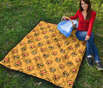 Pixel Emoji Pattern Print Quilt