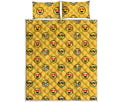 Pixel Emoji Pattern Print Quilt Bed Set