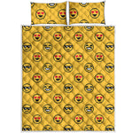 Pixel Emoji Pattern Print Quilt Bed Set