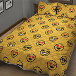 Pixel Emoji Pattern Print Quilt Bed Set