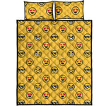 Pixel Emoji Pattern Print Quilt Bed Set