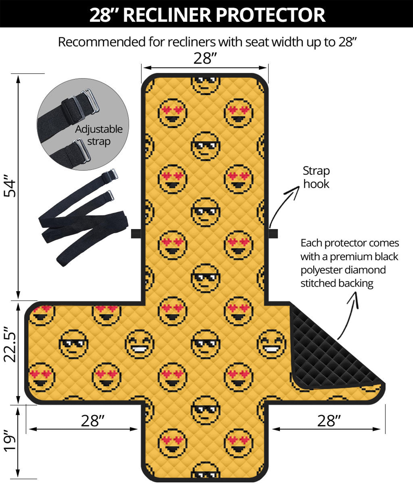 Pixel Emoji Pattern Print Recliner Protector