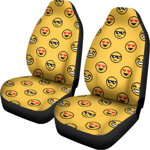 Pixel Emoji Pattern Print Universal Fit Car Seat Covers