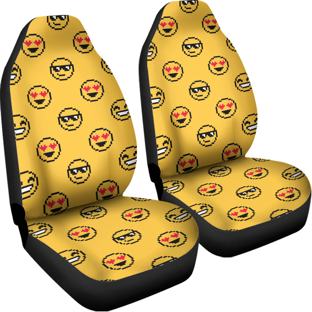 Pixel Emoji Pattern Print Universal Fit Car Seat Covers