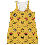Pixel Emoji Pattern Print Women's Racerback Tank Top