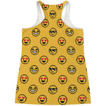 Pixel Emoji Pattern Print Women's Racerback Tank Top