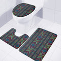 Pixel Ethnic Pattern Print 3 Piece Bath Mat Set