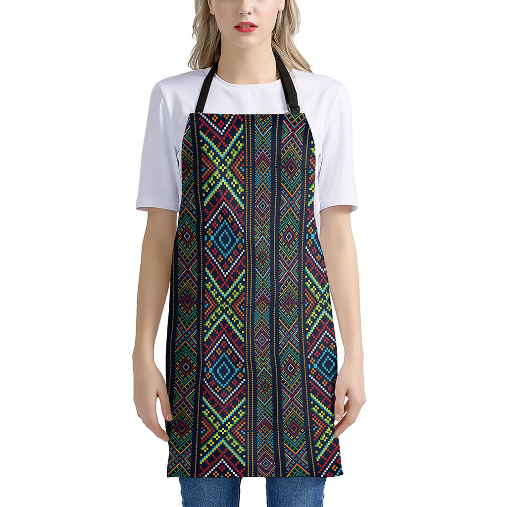 Pixel Ethnic Pattern Print Apron