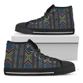 Pixel Ethnic Pattern Print Black High Top Sneakers