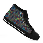 Pixel Ethnic Pattern Print Black High Top Shoes