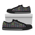 Pixel Ethnic Pattern Print Black Low Top Sneakers