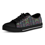 Pixel Ethnic Pattern Print Black Low Top Shoes