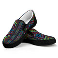 Pixel Ethnic Pattern Print Black Slip On Sneakers