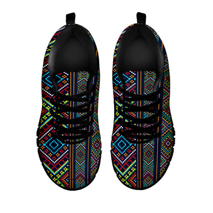 Pixel Ethnic Pattern Print Black Sneakers