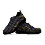 Pixel Ethnic Pattern Print Black Sneakers