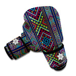 Pixel Ethnic Pattern Print Boxing Gloves