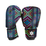 Pixel Ethnic Pattern Print Boxing Gloves