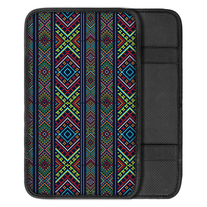 Pixel Ethnic Pattern Print Car Center Console Cover
