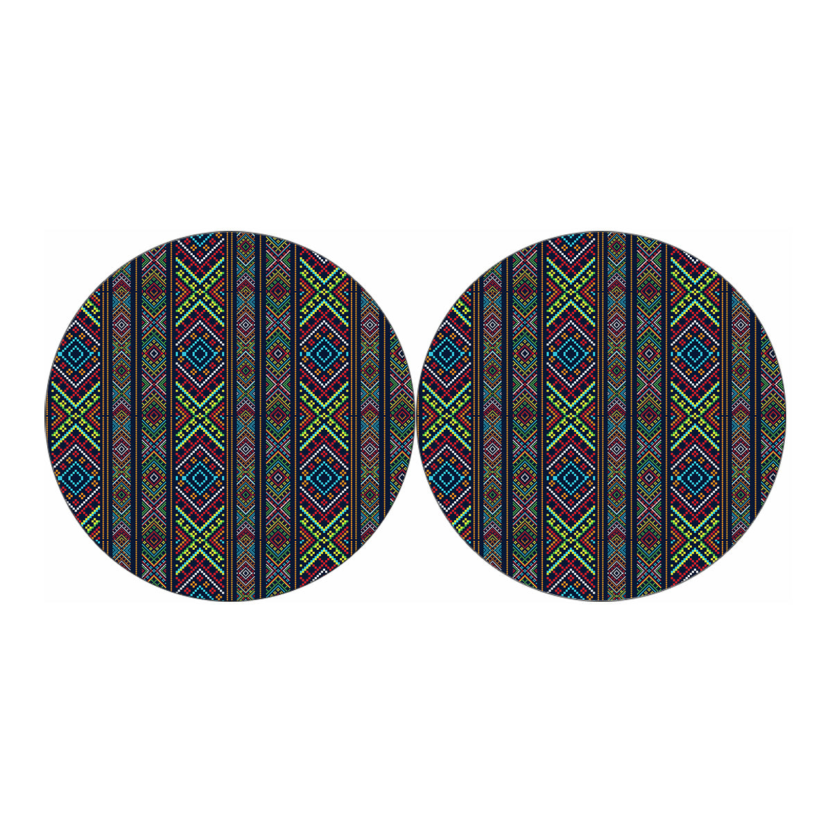 Pixel Ethnic Pattern Print Car Coasters