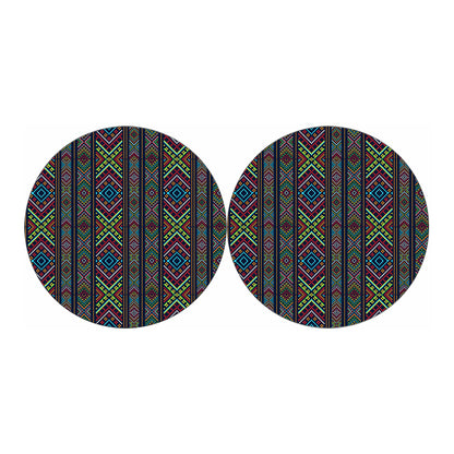 Pixel Ethnic Pattern Print Car Coasters