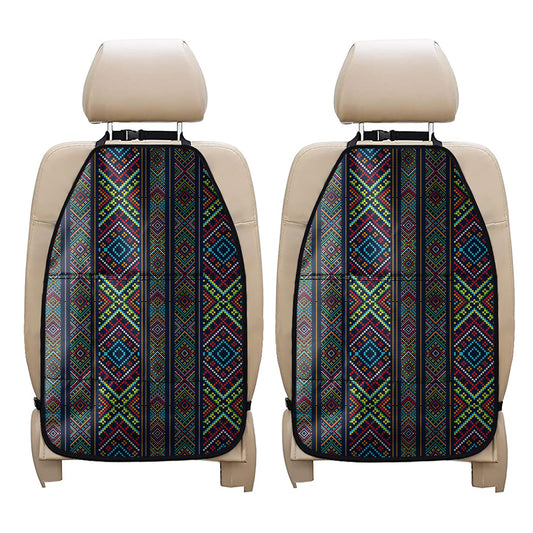 Pixel Ethnic Pattern Print Car Seat Organizers