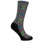 Pixel Ethnic Pattern Print Crew Socks