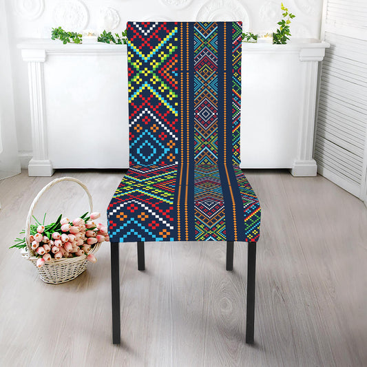 Pixel Ethnic Pattern Print Dining Chair Slipcover