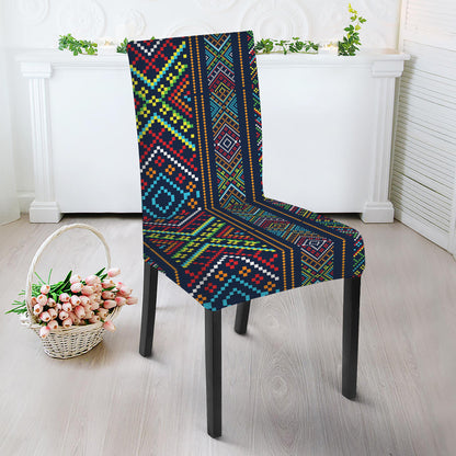 Pixel Ethnic Pattern Print Dining Chair Slipcover