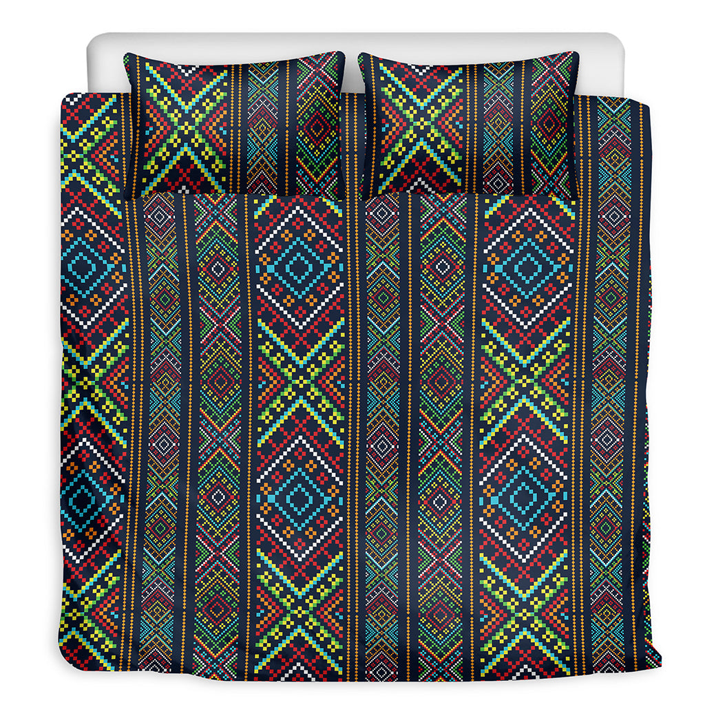 Pixel Ethnic Pattern Print Duvet Cover Bedding Set