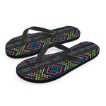 Pixel Ethnic Pattern Print Flip Flops