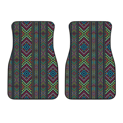 Pixel Ethnic Pattern Print Front Car Floor Mats