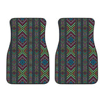 Pixel Ethnic Pattern Print Front Car Floor Mats