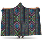 Pixel Ethnic Pattern Print Hooded Blanket