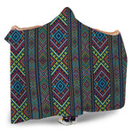 Pixel Ethnic Pattern Print Hooded Blanket