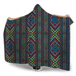 Pixel Ethnic Pattern Print Hooded Blanket