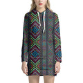 Pixel Ethnic Pattern Print Pullover Hoodie Dress