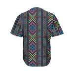 Pixel Ethnic Pattern Print Men's Baseball Jersey