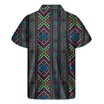 Pixel Ethnic Pattern Print Men's Short Sleeve Shirt