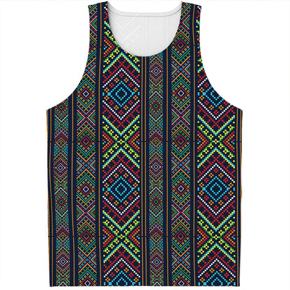 Pixel Ethnic Pattern Print Men's Tank Top