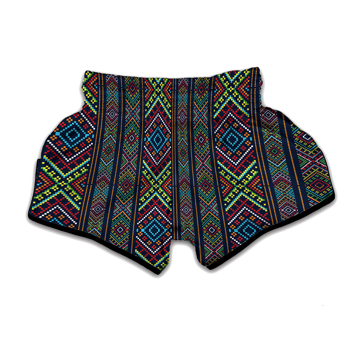 Pixel Ethnic Pattern Print Muay Thai Boxing Shorts
