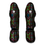 Pixel Ethnic Pattern Print Muay Thai Shin Guard